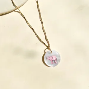 Pink Elephant Charm Necklace