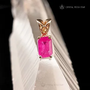 Pink Ruby 14K Gold Dainty Charm Pendant