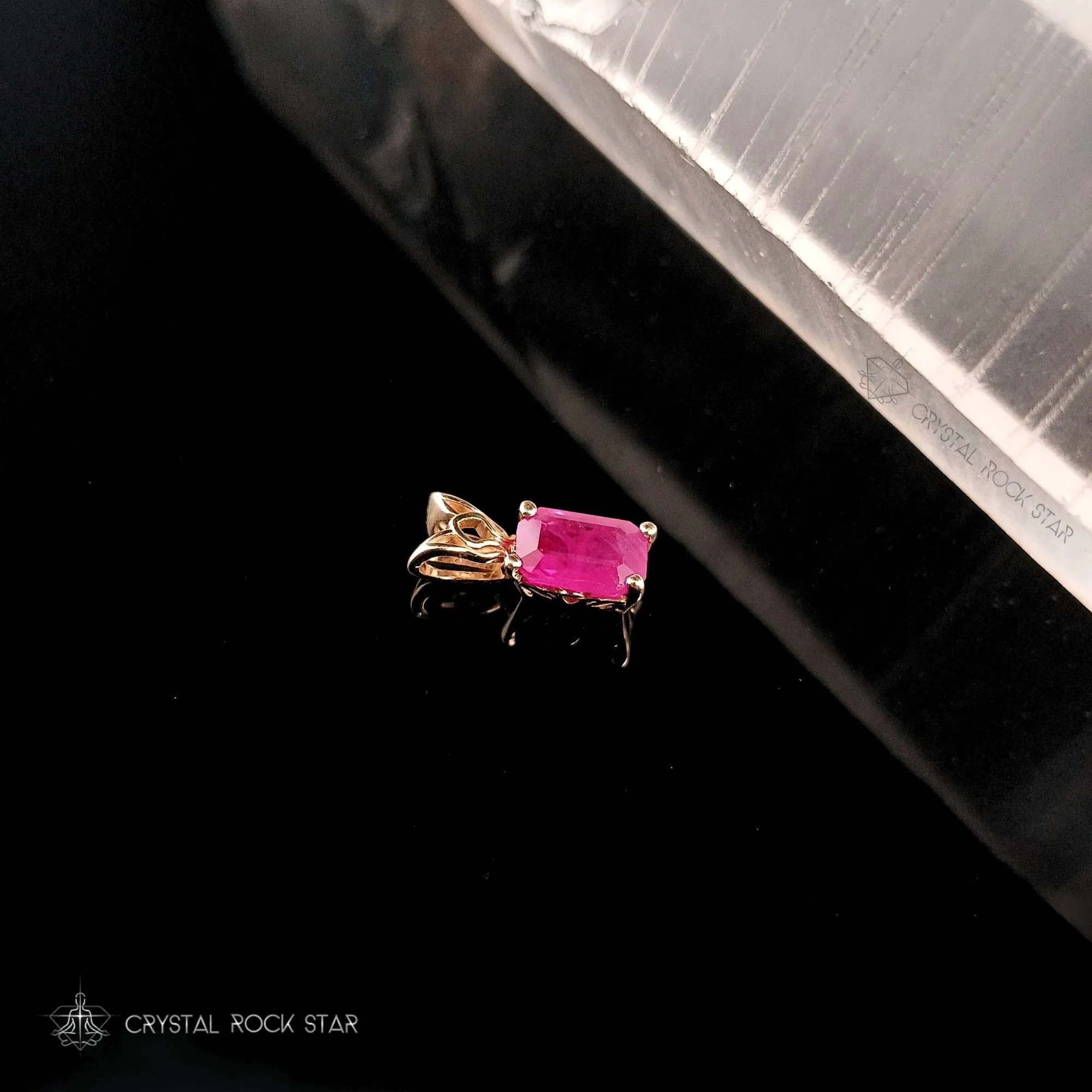 Pink Ruby 14K Gold Dainty Charm Pendant