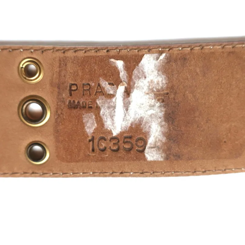 Prada Grommet Belt Cream Grained Leather Size 80