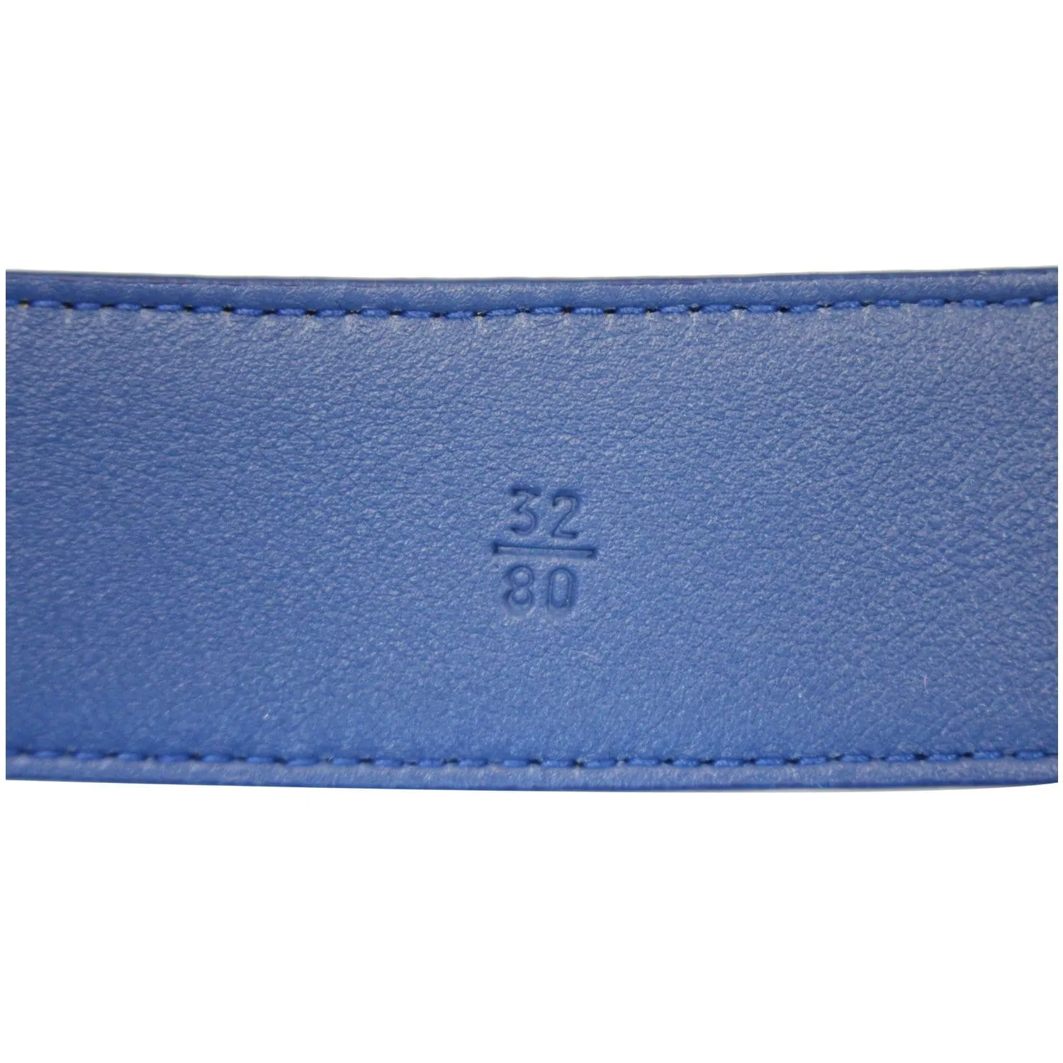 PRADA Round Logo Blue Saffiano Leather Belt Size 40