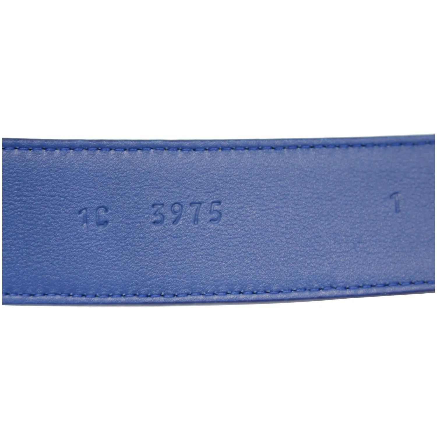 PRADA Round Logo Blue Saffiano Leather Belt Size 40