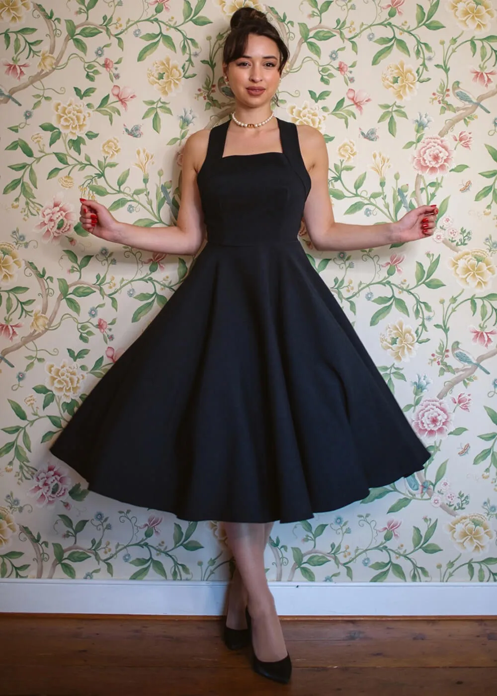 Pretty Dress Company Kirstin Pinafore 50's Swing Dress Black