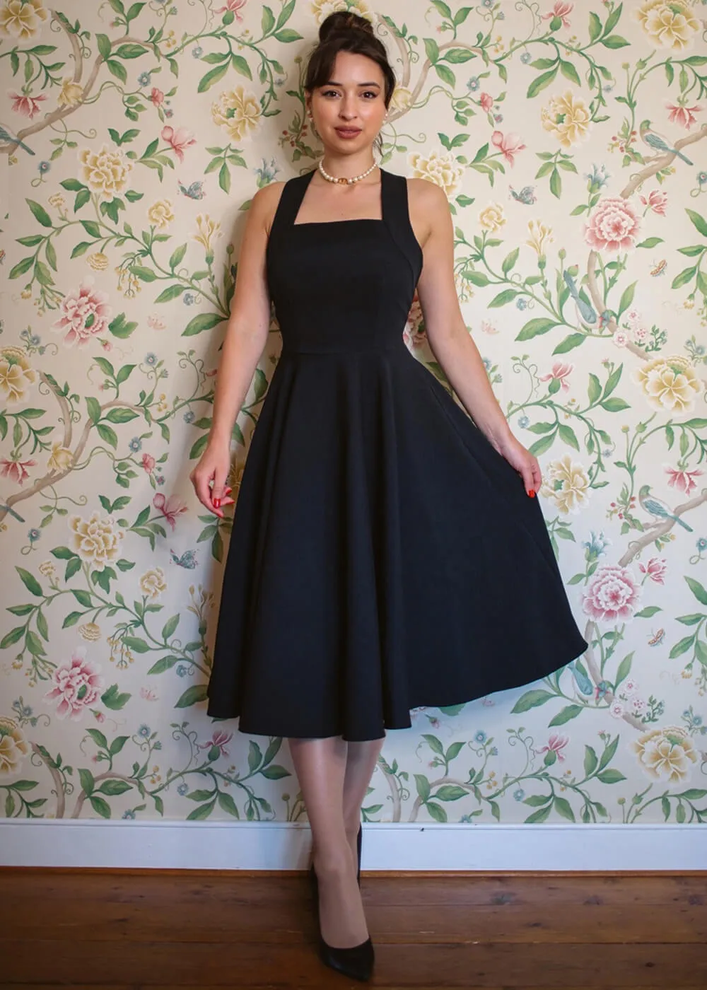 Pretty Dress Company Kirstin Pinafore 50's Swing Dress Black