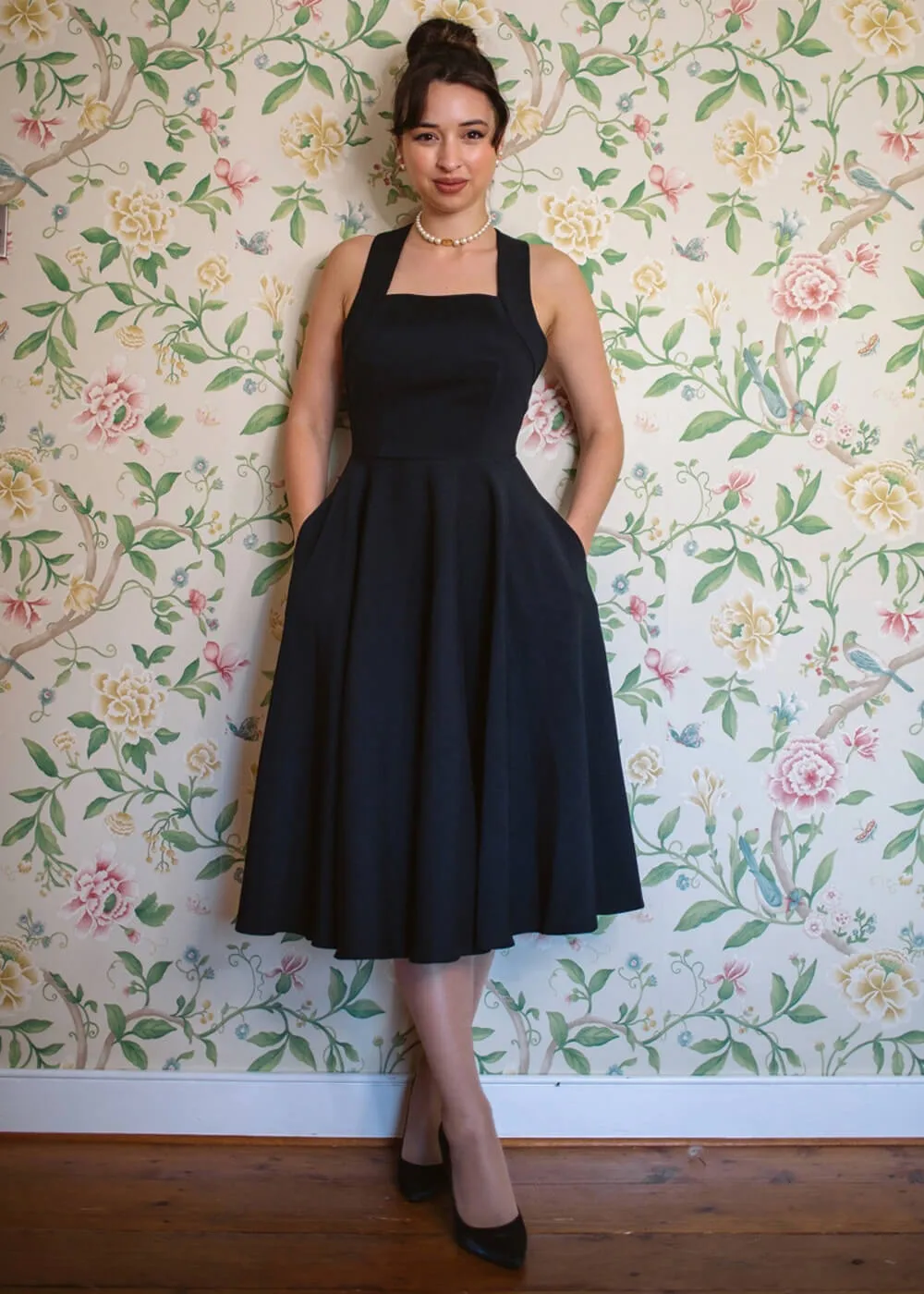 Pretty Dress Company Kirstin Pinafore 50's Swing Dress Black