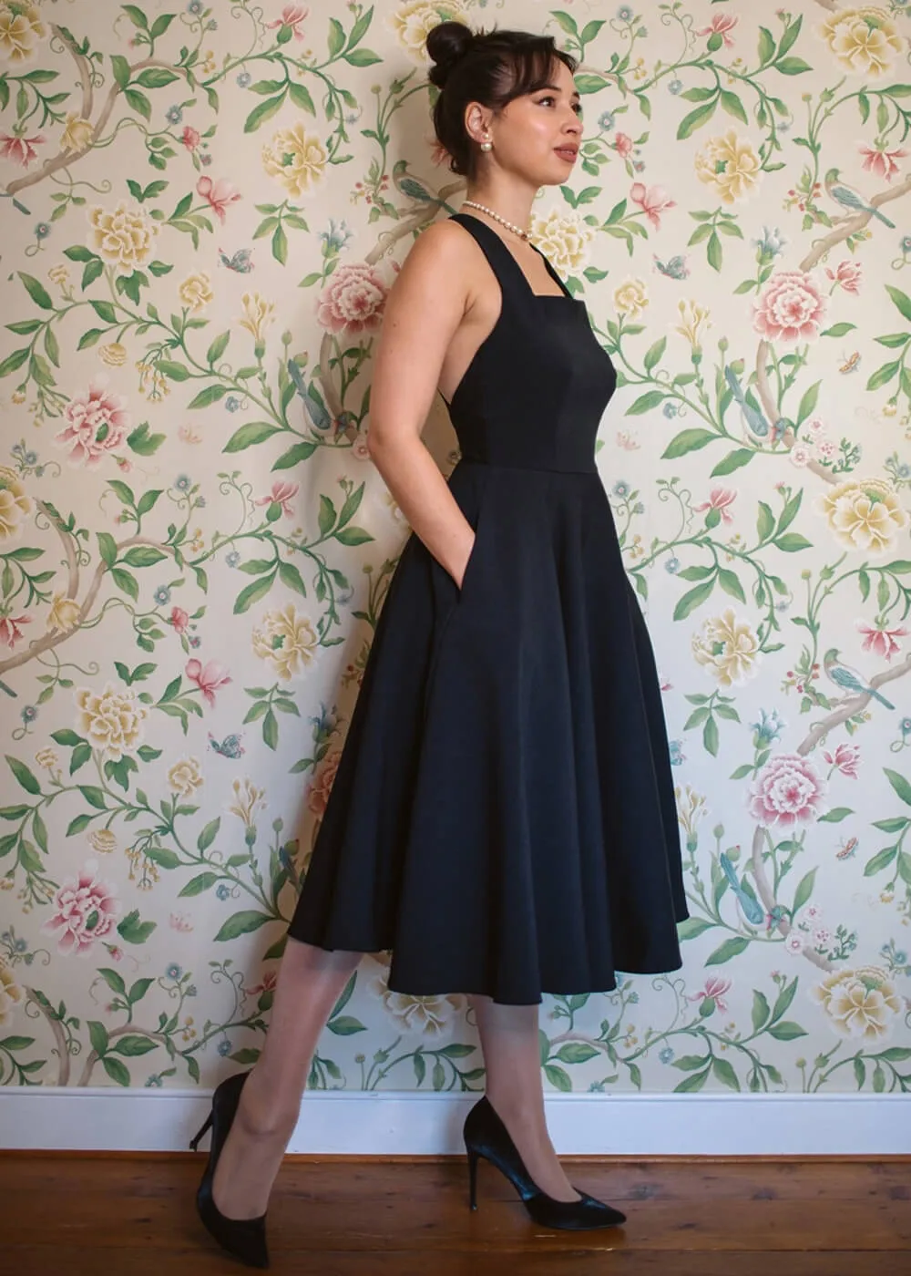 Pretty Dress Company Kirstin Pinafore 50's Swing Dress Black