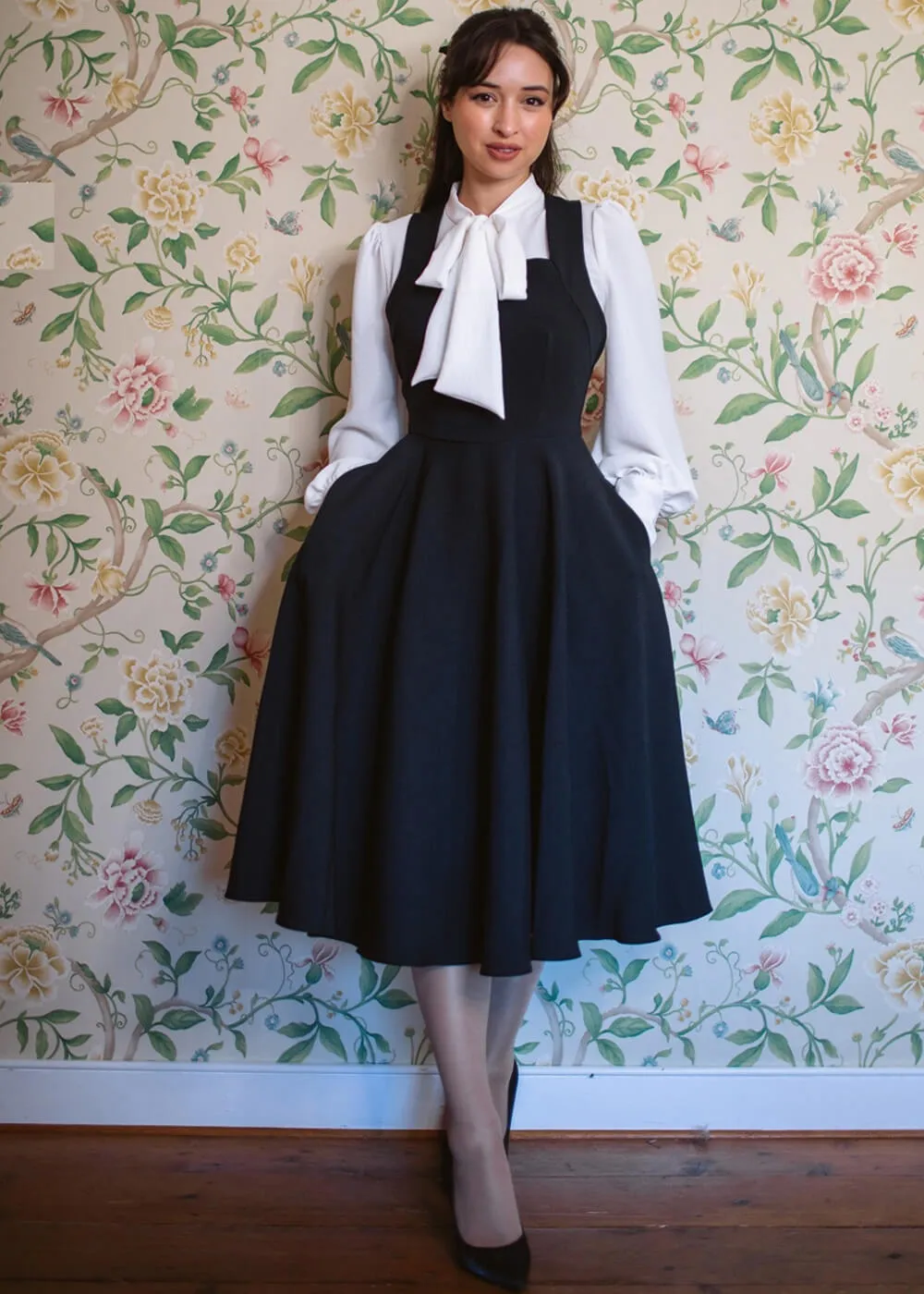 Pretty Dress Company Kirstin Pinafore 50's Swing Dress Black