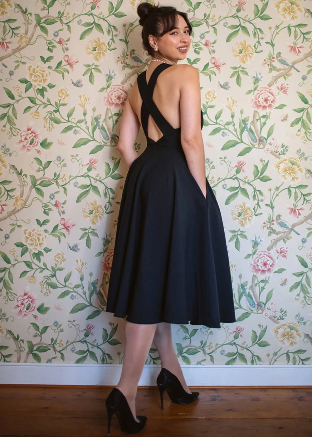 Pretty Dress Company Kirstin Pinafore 50's Swing Dress Black