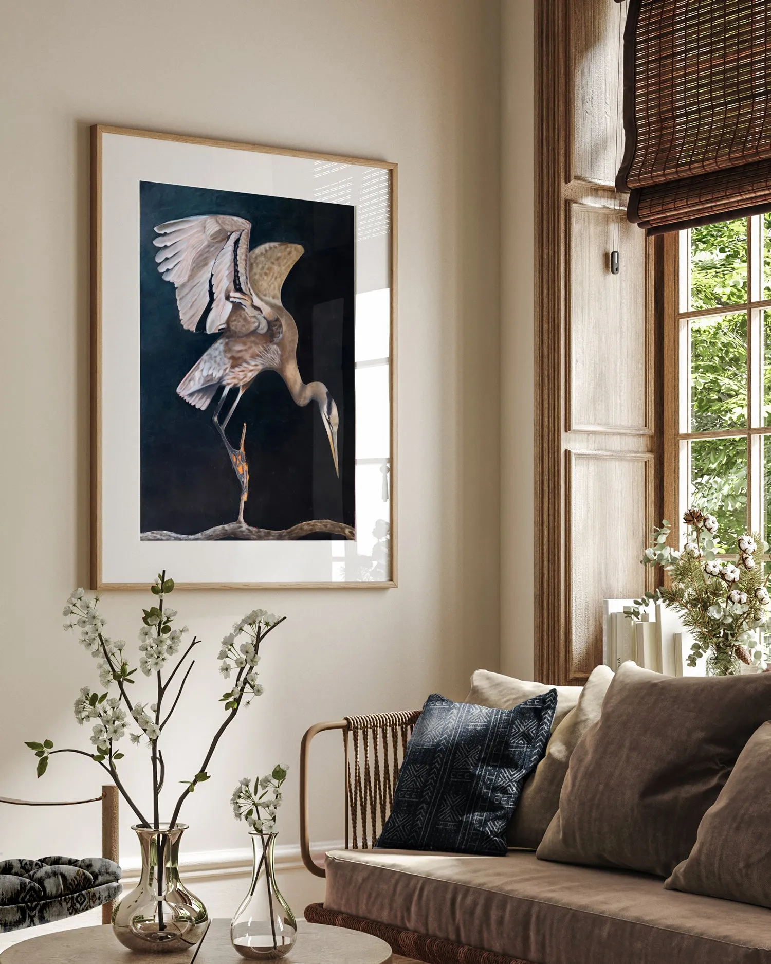 "Luna" Heron Art Print