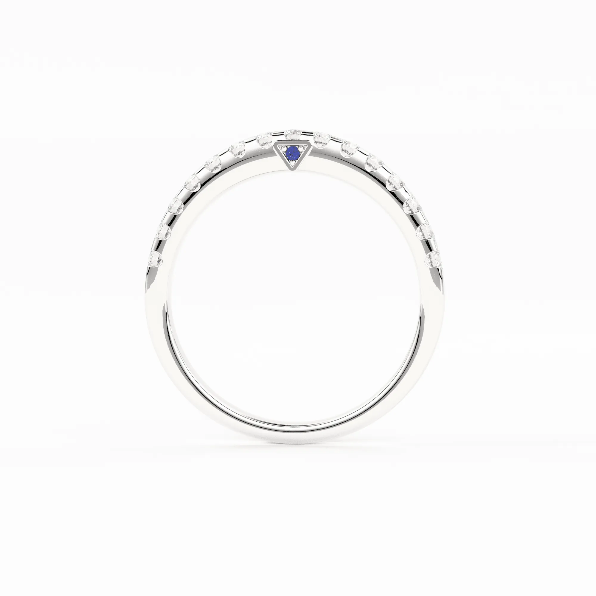 Real Diamond Wedding Band / 14k Gold Band Ring Blue Diamond Accents / Prong Ring with Blue Diamond / Minimalist Stacking Ring