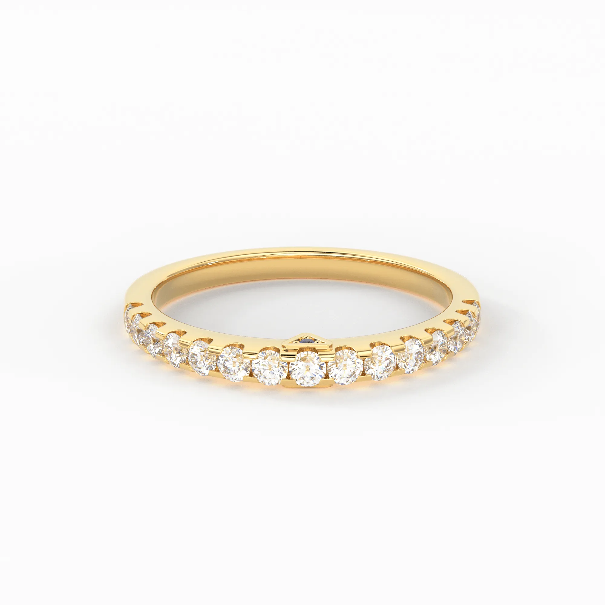 Real Diamond Wedding Band / 14k Gold Band Ring Blue Diamond Accents / Prong Ring with Blue Diamond / Minimalist Stacking Ring