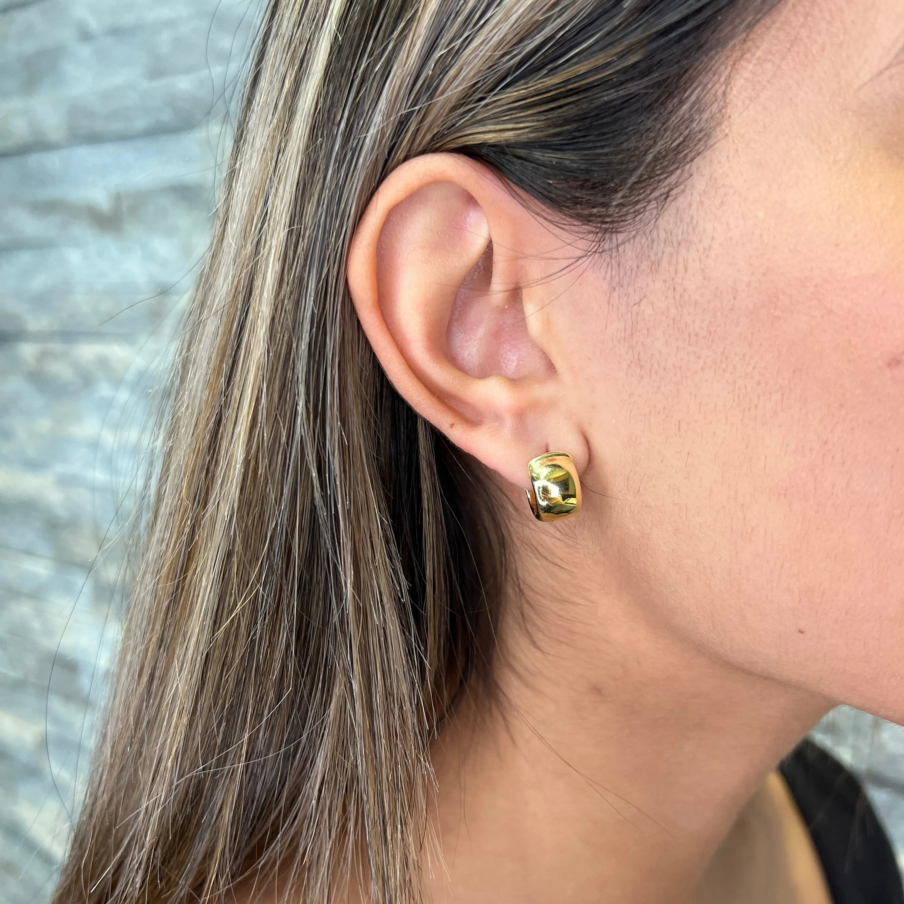 Reign Sterling Silver 18K Gold Plated (12mm) Wide Huggie Earrings