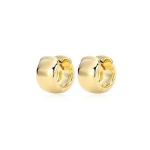 Reign Sterling Silver 18K Gold Plated (12mm) Wide Huggie Earrings