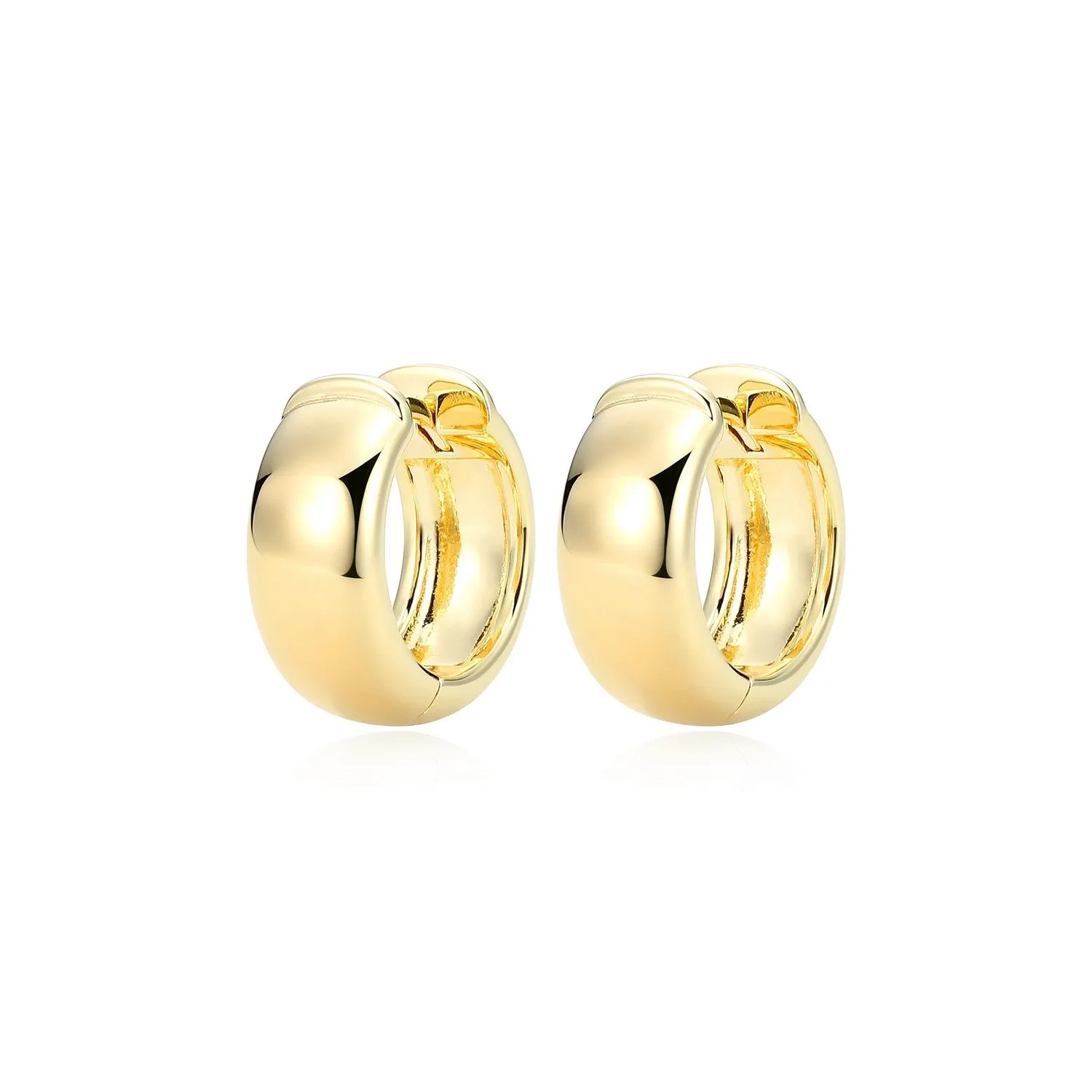 Reign Sterling Silver 18K Gold Plated (16mm) Wide Huggie Earrings