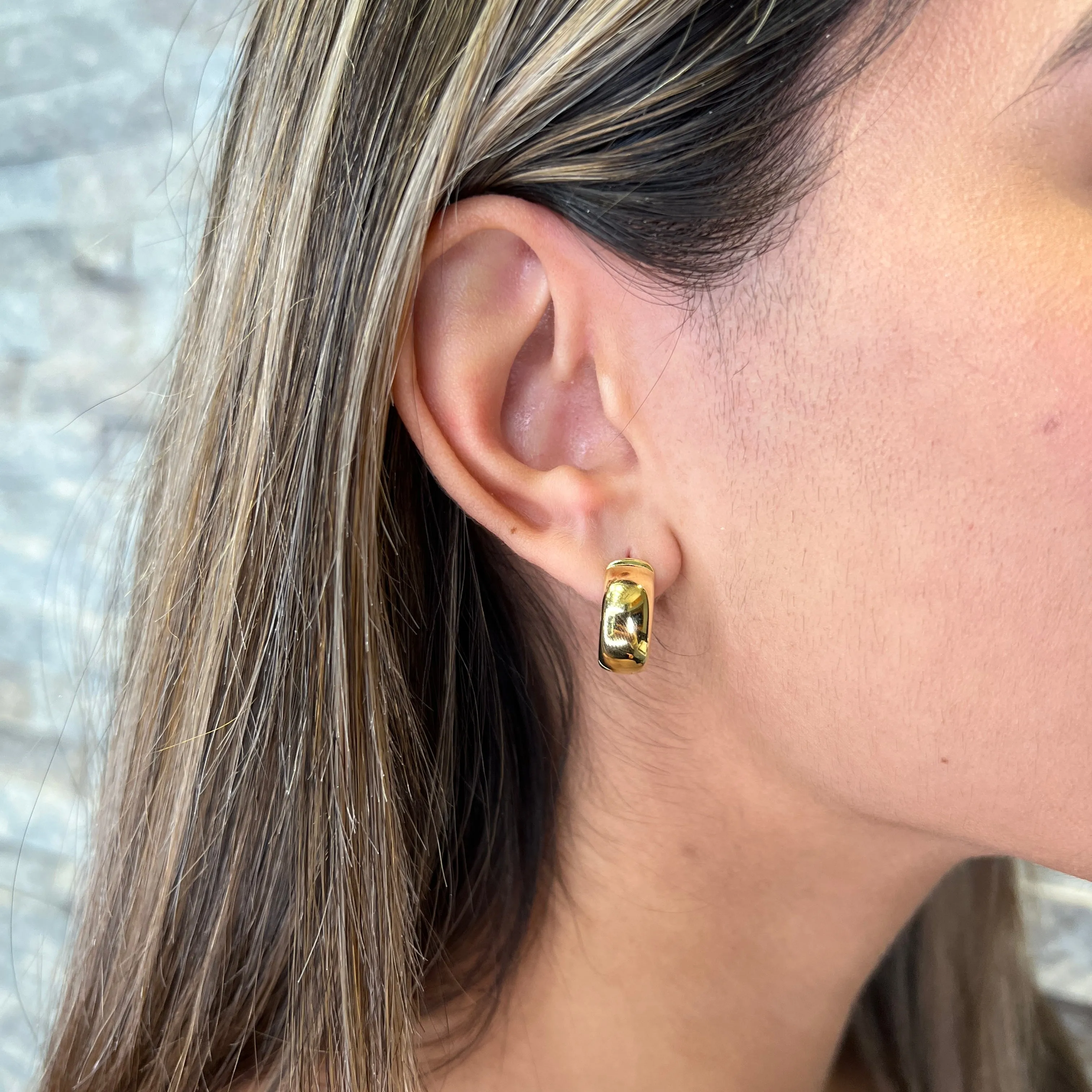 Reign Sterling Silver 18K Gold Plated (16mm) Wide Huggie Earrings