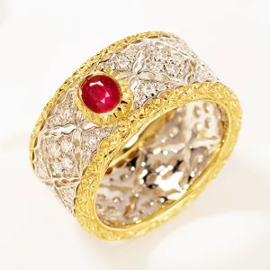 Ruby Diamond Lace Filigree Hollow Eternity Ring