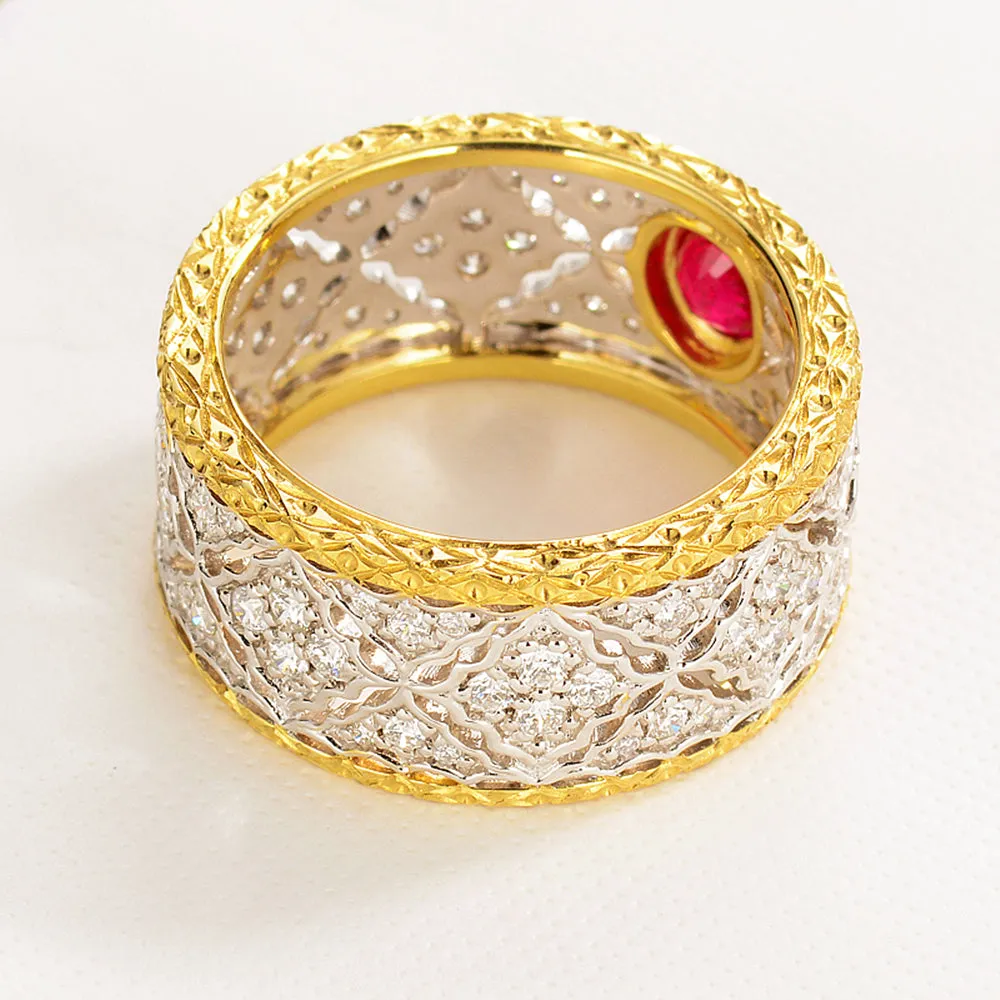 Ruby Diamond Lace Filigree Hollow Eternity Ring