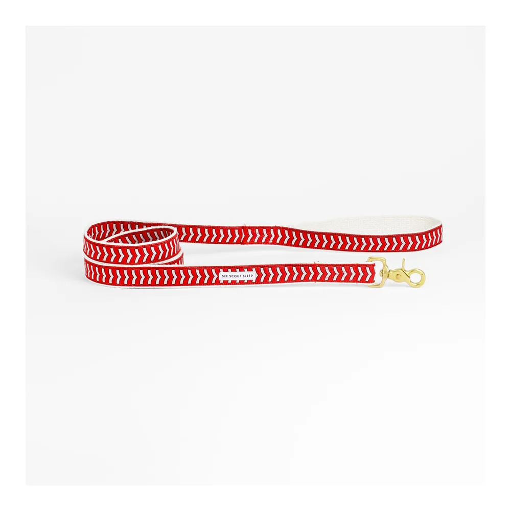 SEE SCOUT SLEEP Standard Leash 1/2" Chef l'Bark - Fire Red x Cream x Black