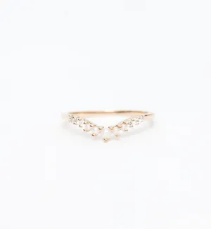Seed Pearl & White Diamond Tiara Curve Band