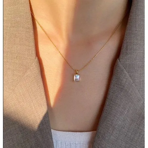Seline 18K Solitaire CZ Dainty Necklace