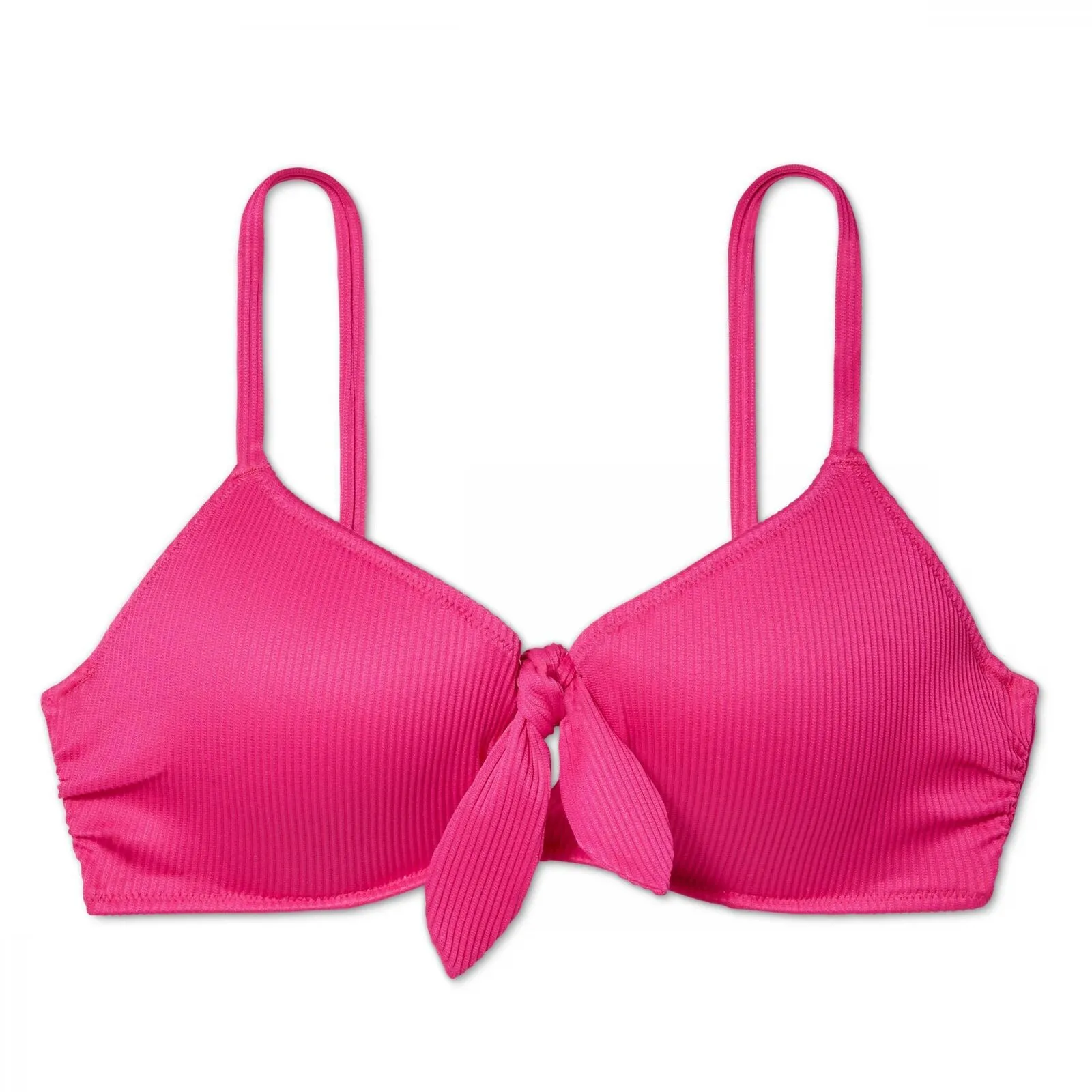 Shade & Shore Women's Current Lightly Lined Bow Front Ribbed Bikini Top