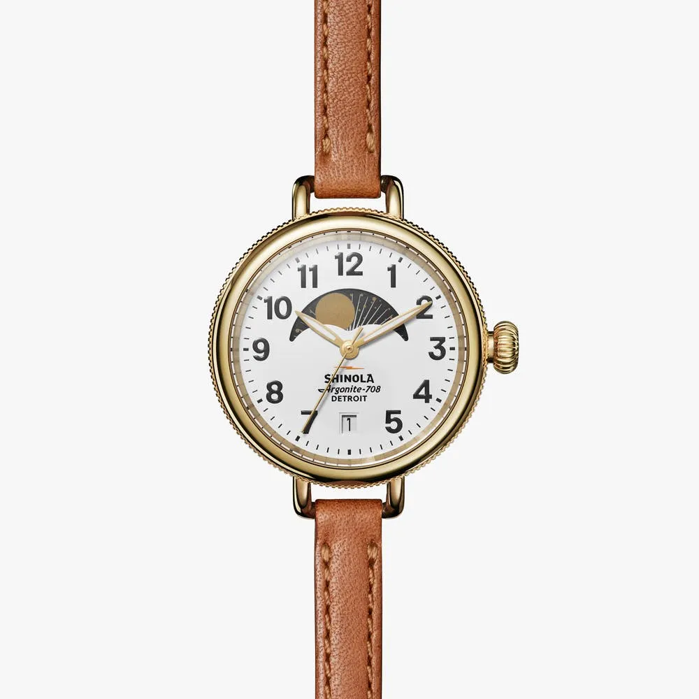 Shinola The Birdy Moon Phase 34mm Leather Strap S0120008179