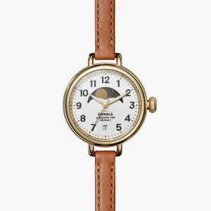 Shinola The Birdy Moon Phase 34mm Leather Strap S0120008179