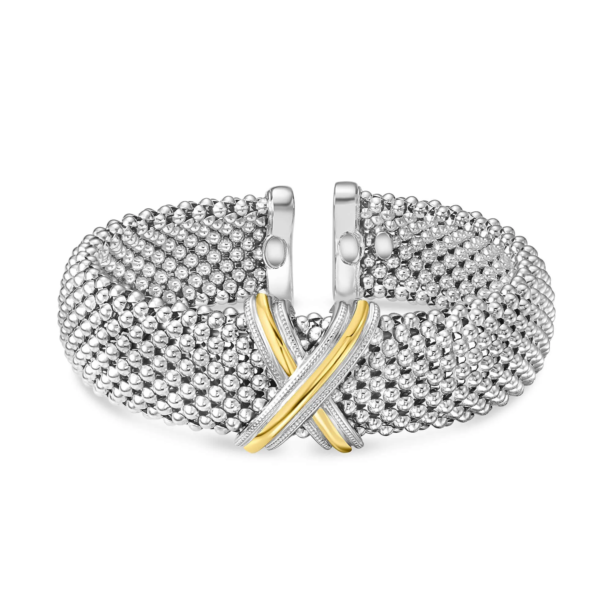 Silver & 18K Gold Prosecco Criss Cross Cuff