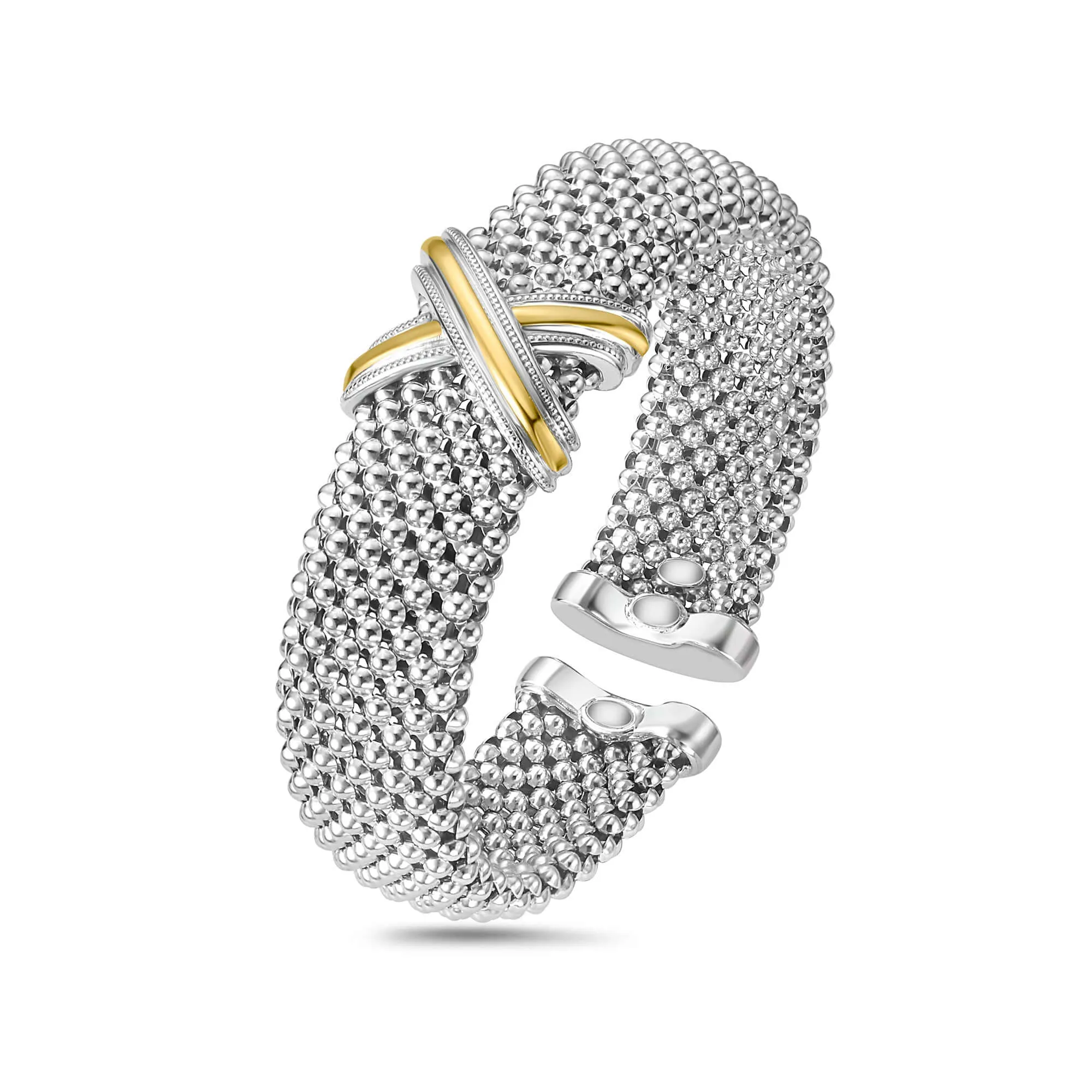 Silver & 18K Gold Prosecco Criss Cross Cuff