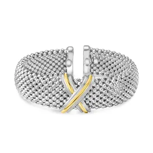 Silver & 18K Gold Prosecco Criss Cross Cuff