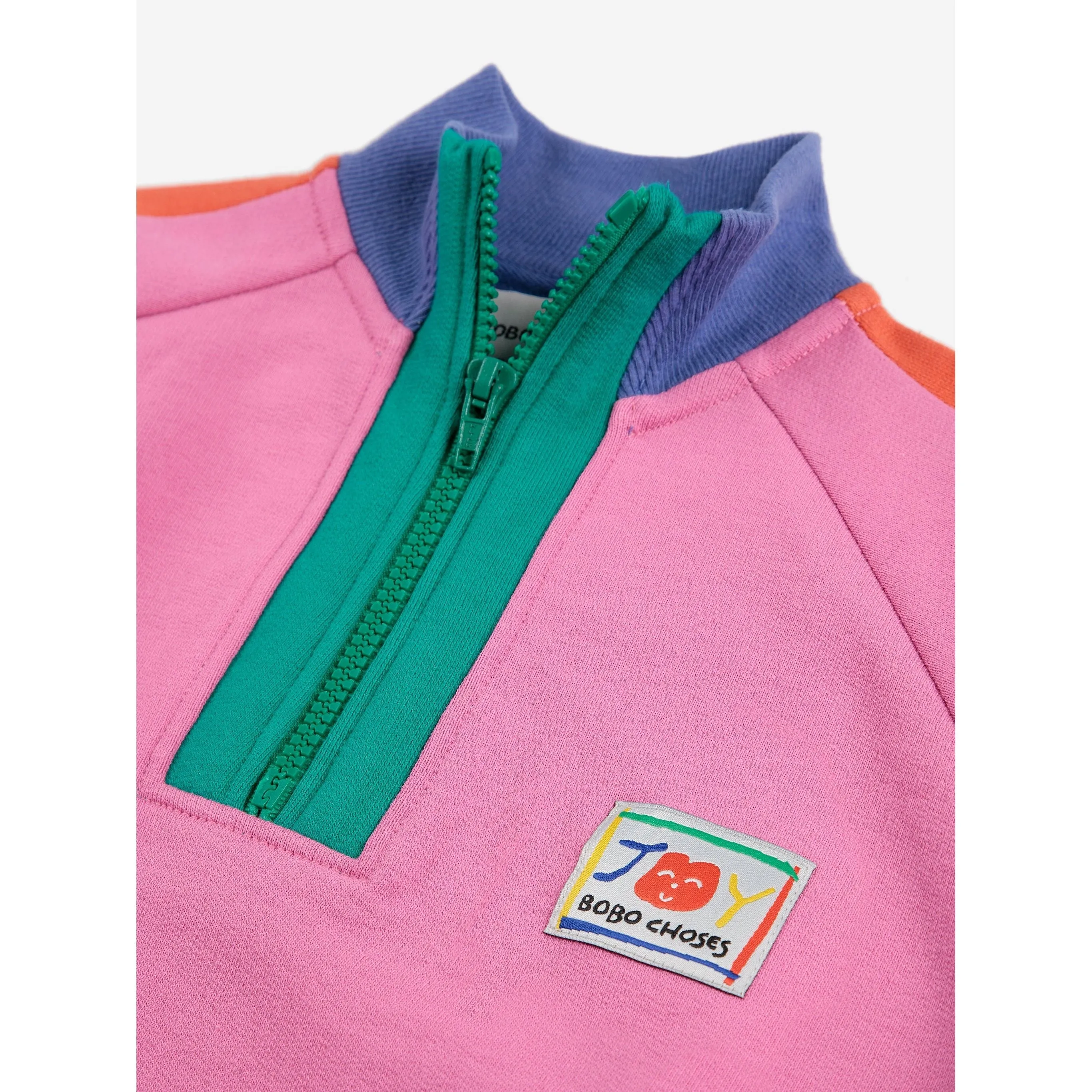 Smiling Color Block 1/4 Zipped Sweatshirt
