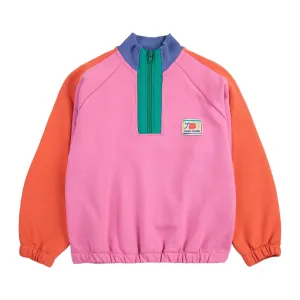 Smiling Color Block 1/4 Zipped Sweatshirt