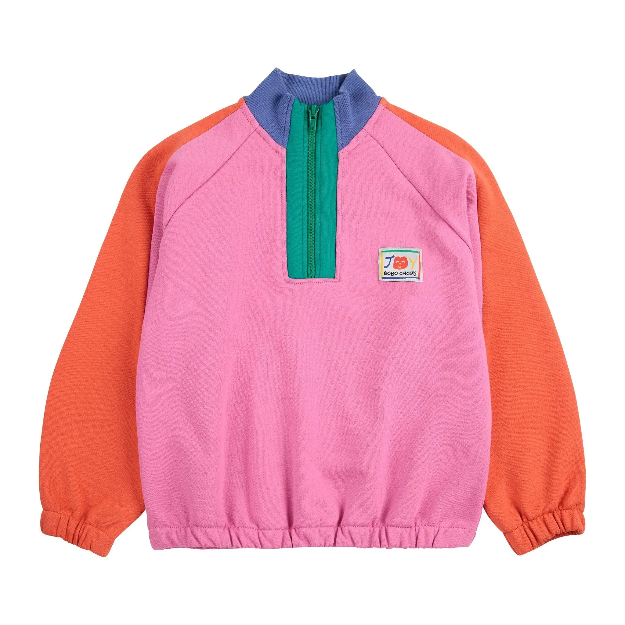 Smiling Color Block 1/4 Zipped Sweatshirt