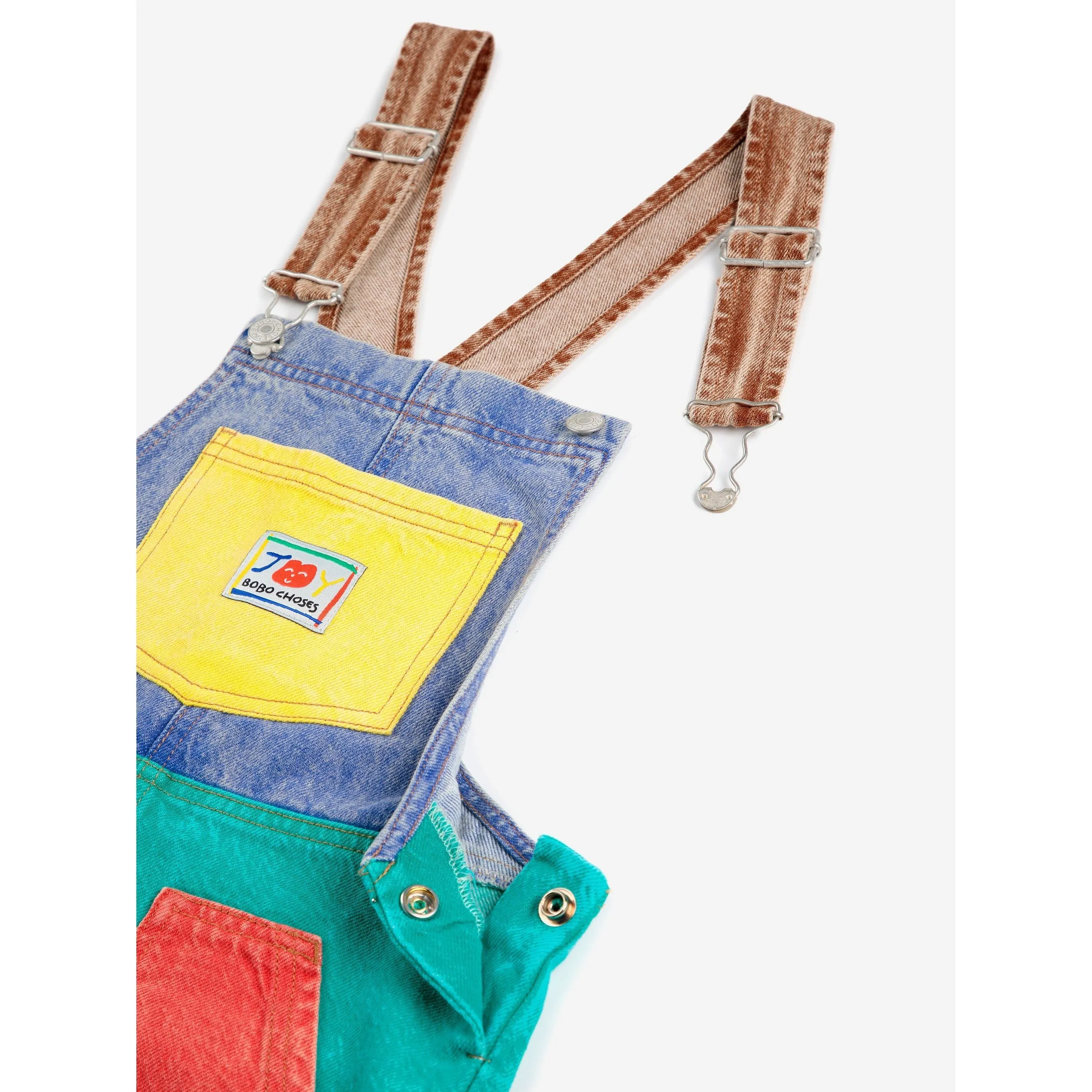 Smiling Color Block Denim Dungaree
