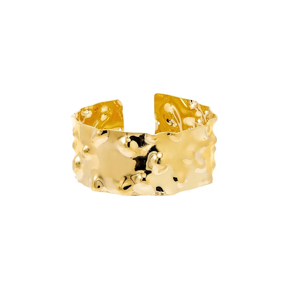 Solid Hammered Wide Cuff Bangle Bracelet
