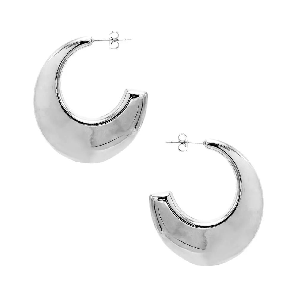 Solid Wide Flat Hoop Earring