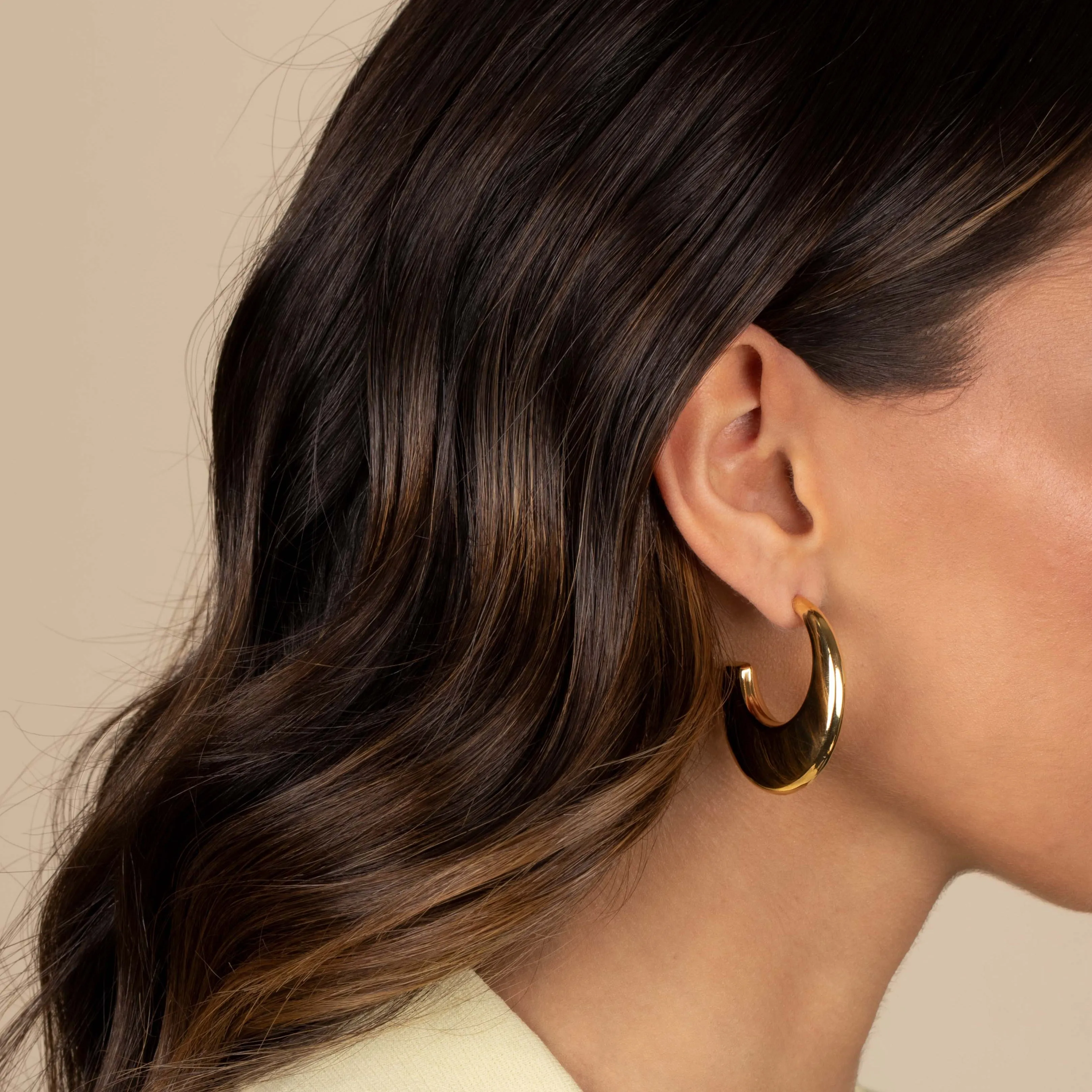 Solid Wide Flat Hoop Earring