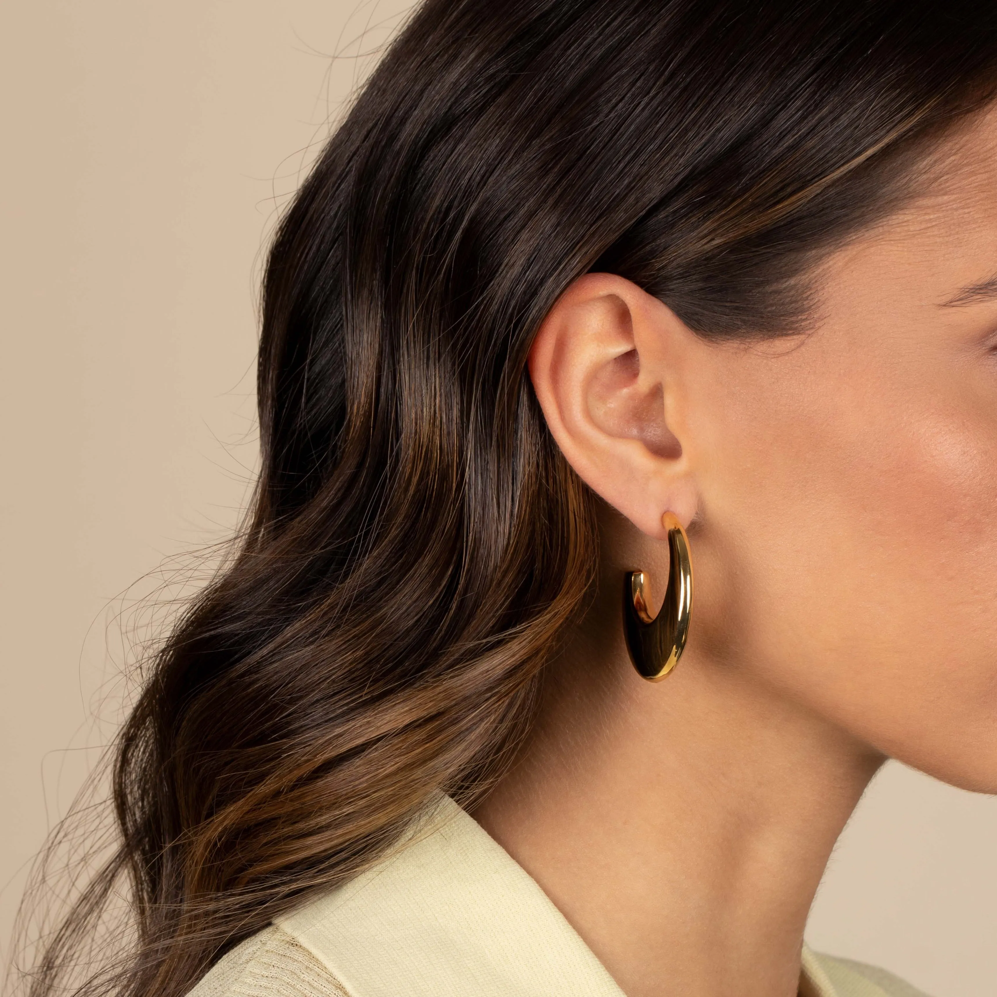 Solid Wide Flat Hoop Earring