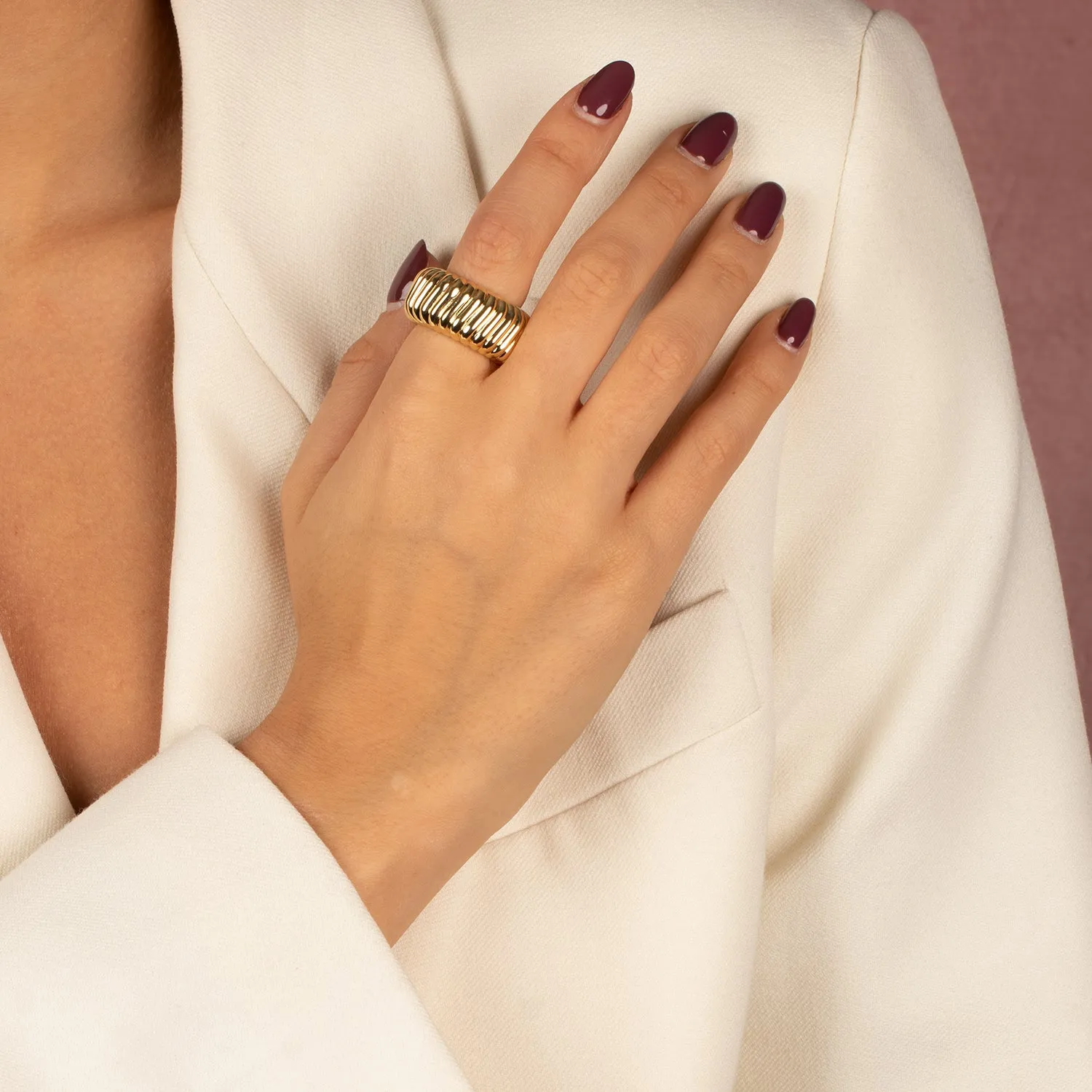 Solid Wide Ridged Eternity Band