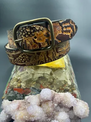 Stamped Leather Belt - Mushrooms 2.0 XL