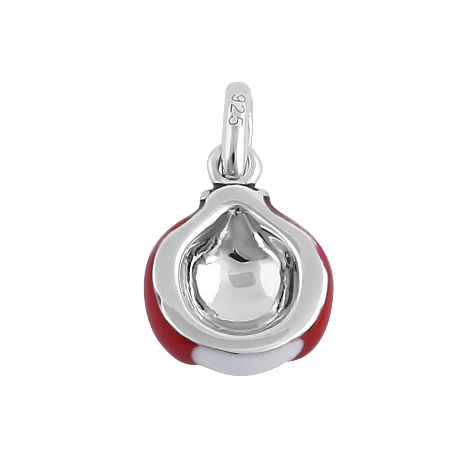 Sterling Silver Hand-Painted Small Ladybug  Pendant