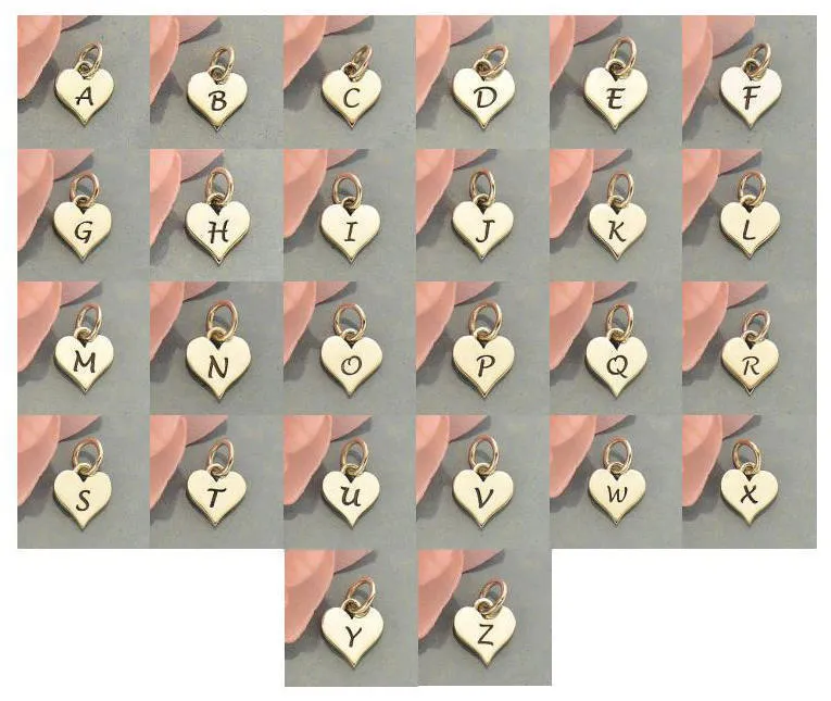 Sterling Silver Heart Initial Necklace, Custom Letter Jewelry