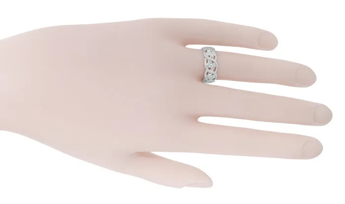 Sterling Silver Scrolls and Pansy Flowers Filigree Engraved Wedding Band - 7.5mm Wide