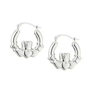 Sterling Silver Small Claddagh Hoop Earrings - S3028