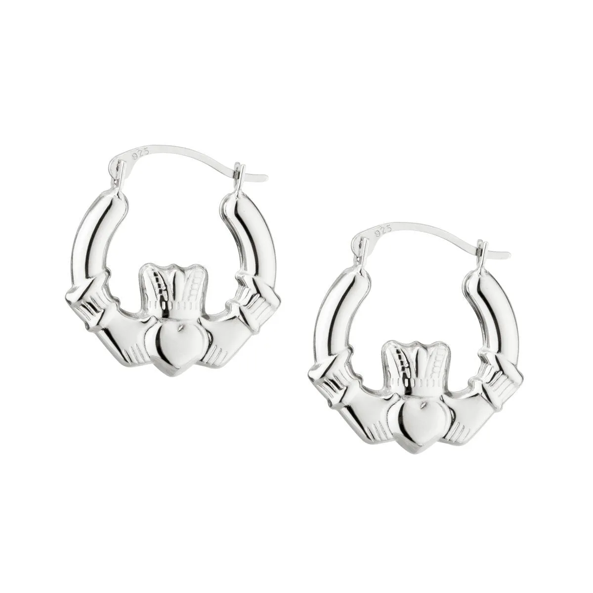Sterling Silver Small Claddagh Hoop Earrings - S3028