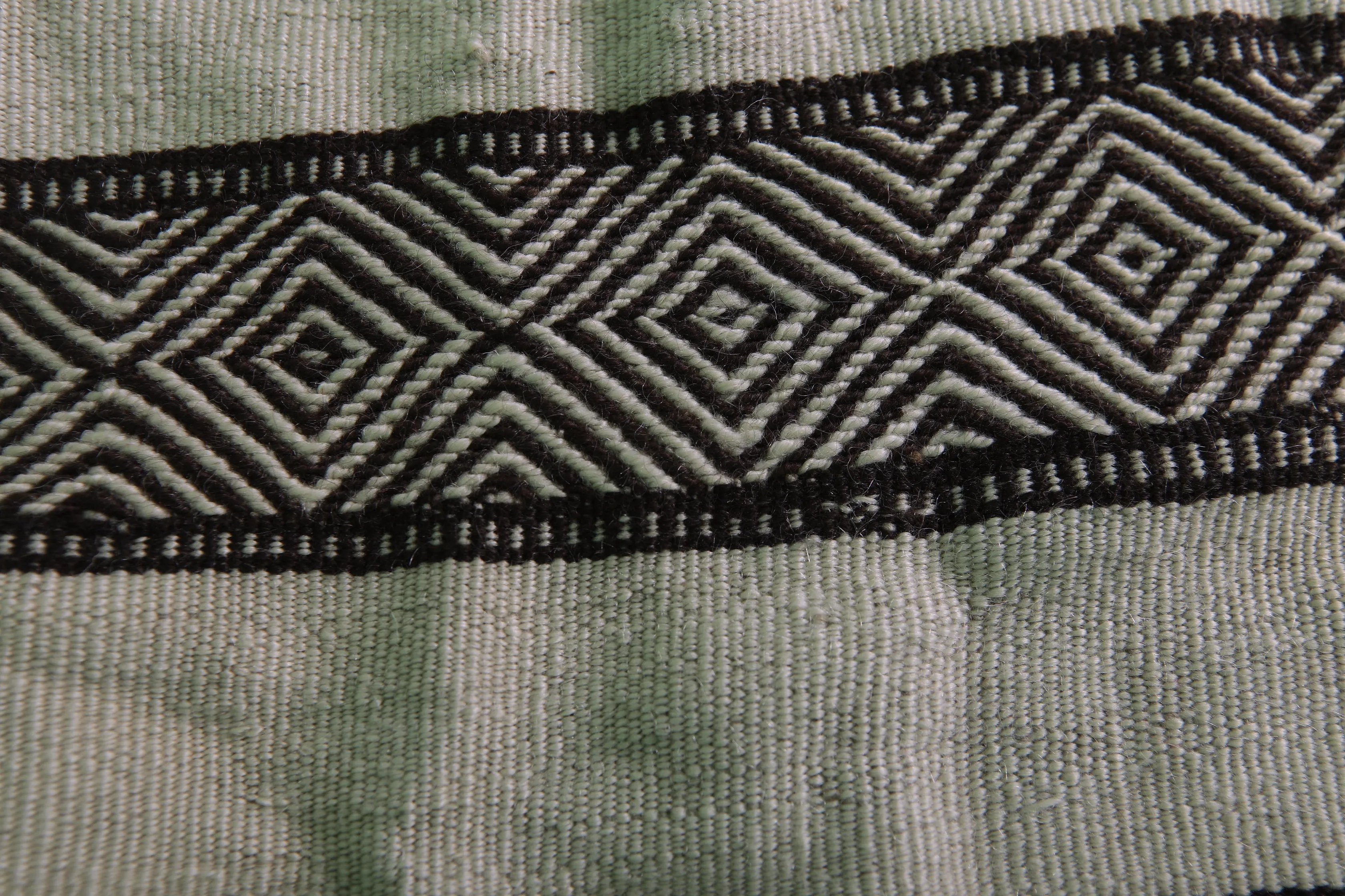 Striped Runner Kilim Rug - Black and Beige 4.7 FT X 11.2 FT | Handwoven Elegance