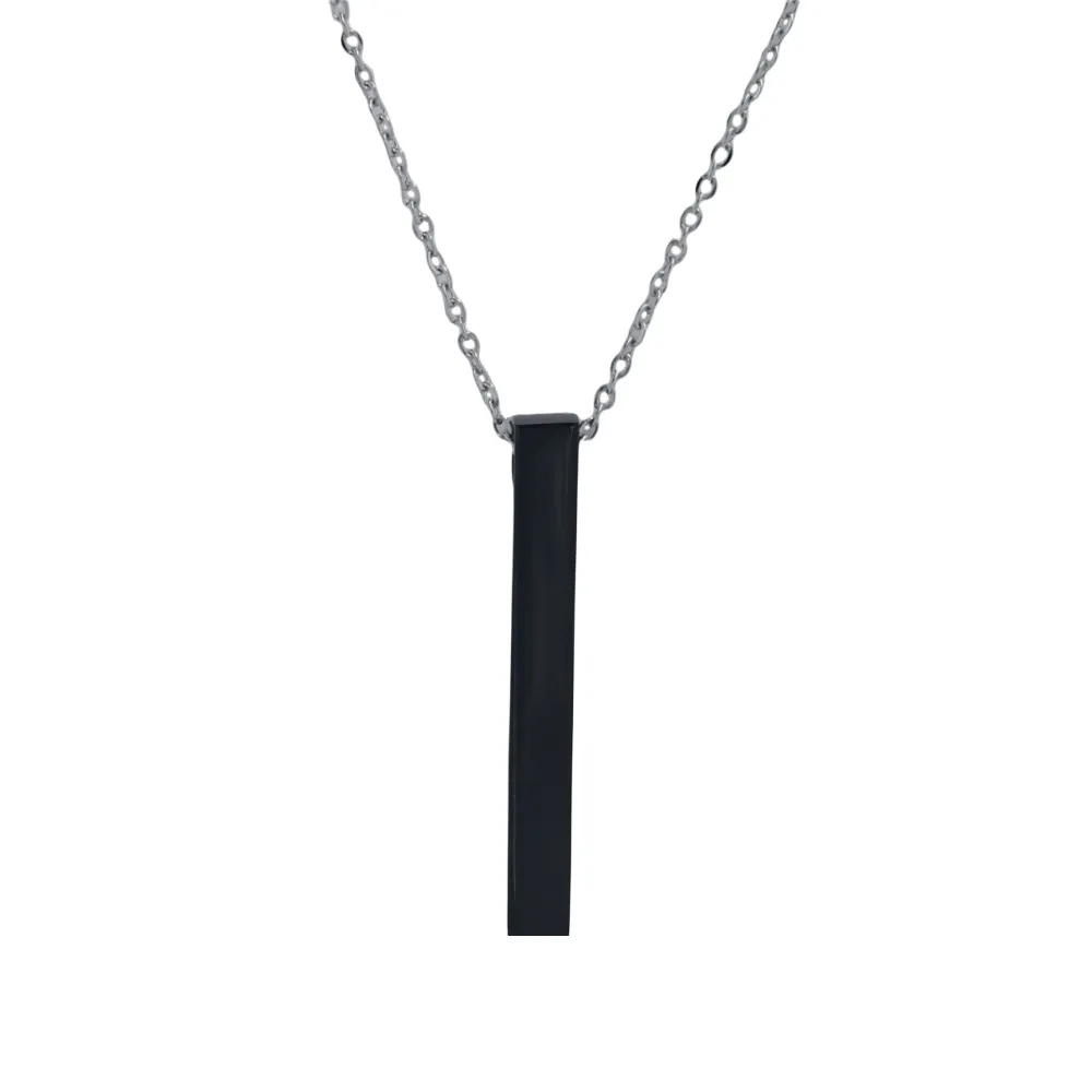 Thin Chain Custom Name Bar Pendant Chain for Men & Women - Black Color