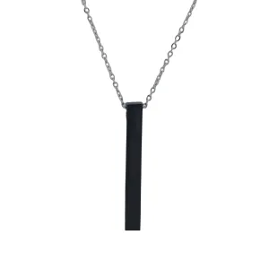 Thin Chain Custom Name Bar Pendant Chain for Men & Women - Black Color