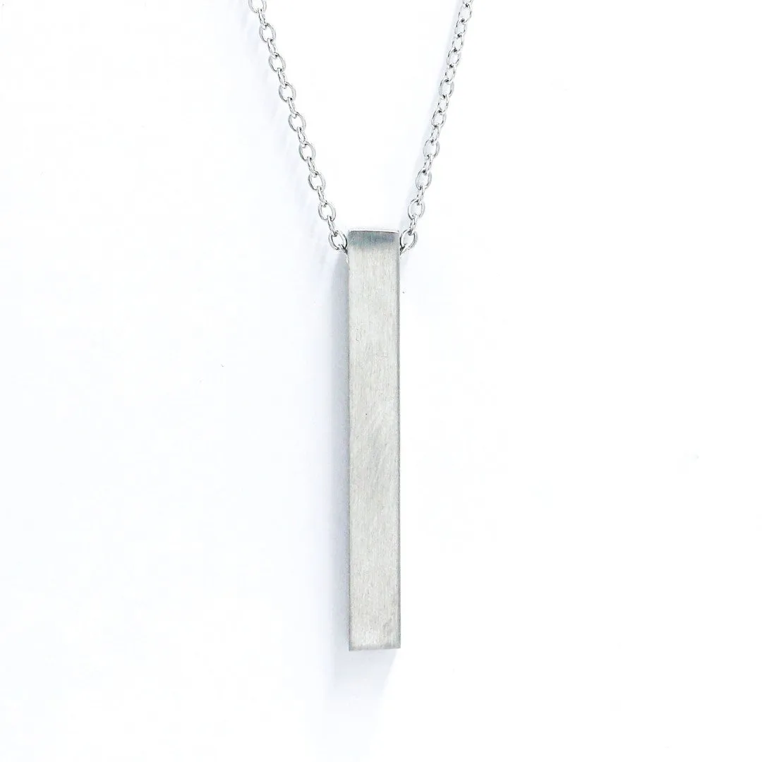 Thin Chain Custom Name Bar Pendant Chain for Men & Women - Silver Color