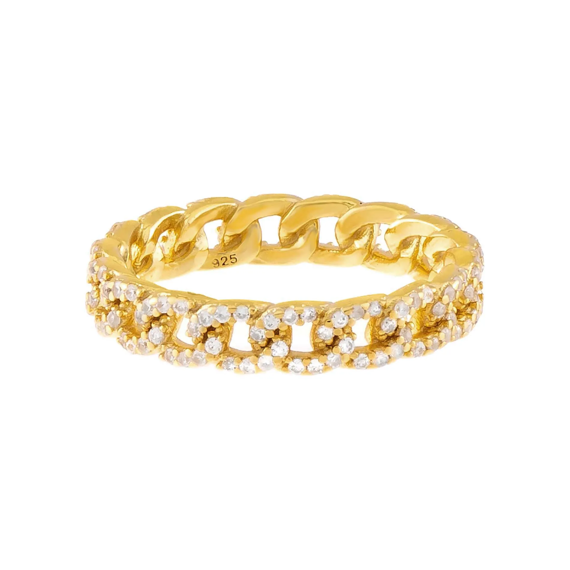 Thin CZ Chain Link Ring